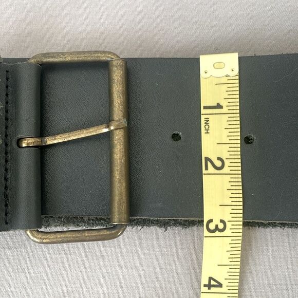 Black 3”W Silver Studded Leather Belt sz M Moto, Boho, Festival Modern Emo Goth - Picture 8 of 14